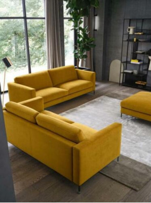 Designer Couch Polster Sitz Garnitur Sofa Garnituren 3+3 Sitzer + Hocker 3tlg.