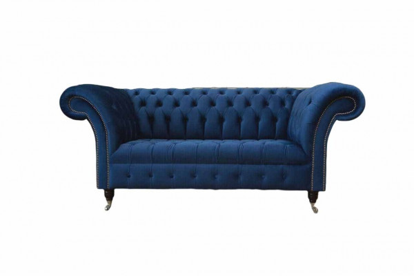 Englische Chesterfield Büro Sitzmöbel Einrichtung Sofa Couch 2 Sitz Royalblau