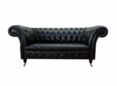 Dreisitzer Luxus Sofa 3 Sitzer Sofas Sitzer Leder Schwarz Chesterfield