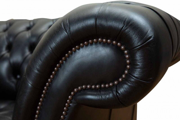 Dreisitzer Luxus Sofa 3 Sitzer Sofas Sitzer Leder Schwarz Chesterfield