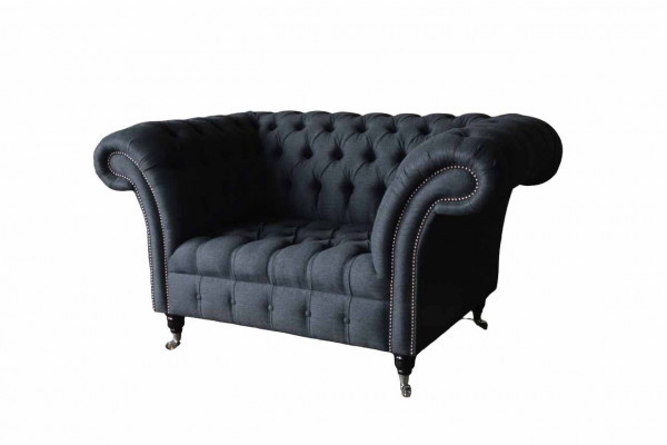 Couch Polster Sofa Textil Chesterfield Couchen 1,5 Sitzer Einsitzer Grau