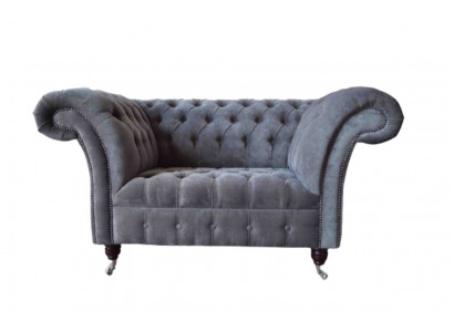 Chesterfield Sofa 1.5 Sitzer Couch Polster Design Sofas Sitz Polster Grau