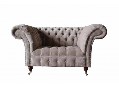 Chesterfield Sofa Couch 1 Sitzer Luxus Textil Stoff Couchen Polster Neu