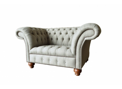 Chesterfield Einsitzer Sofa Sessel Couch Polster Sitzmöbel Textil Stoff