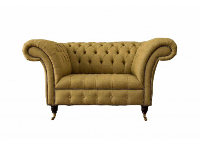 Chesterfield Sessel Design Polster Sofa Couch Braun Textil Möbel Neu