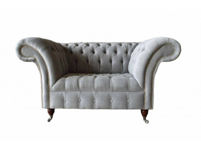 Graue Chesterfield Ohrensessel Grau Sessel Couch Stoffsofa Wohnzimmer