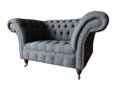 Chesterfield Design Sessel Grau Polster Luxus Textil Couchen 1 Sitzer