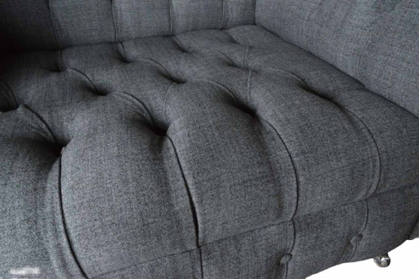 Chesterfield Design Sessel Grau Polster Luxus Textil Couchen 1 Sitzer