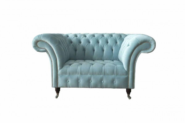Chesterfield Sessel Türkis Polster Sofa 1 Sitzer Design Polster Neu