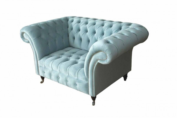 Chesterfield Sessel Türkis Polster Sofa 1 Sitzer Design Polster Neu