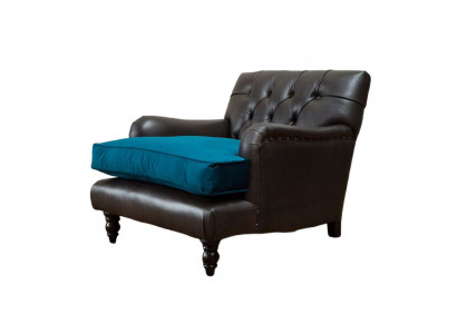 Chesterfield Sessel Couch 1 Sitzer Couchen Polster Sofa Leder Grau