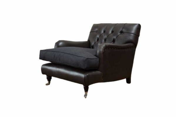 Chesterfield Design Sessel Couch Polster Luxus Couchen 1 Sitz Leder