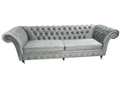 Sofa Chesterfield 3 Sitzer Couch Textil Stoff Couchen Sofas Polster 230cm