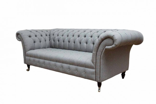 Chesterfield 3 Sitzer Sofa Grau Design Couchen Polster Sofas Couchen