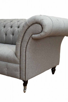 Chesterfield 3 Sitzer Sofa Grau Design Couchen Polster Sofas Couchen