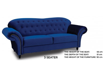 Dreisitzer Couch Textil Blaue Sofa Polster Möbel Einrichtung Sofas Couchen