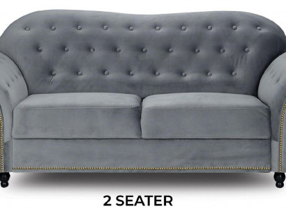 Zweisitzer Graue Chesterfield Couch Polster Möbel Stoff Couchen Sofas Textil