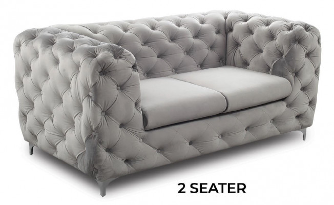 Chesterfield Sitz Stoff Textil Couch Zweisitzer Sofa 2 Sitz Design Sofas