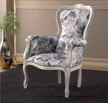 Klassischer Sessel Ohrensessel Polstermöbel Designer Stoff Wohnzimmer