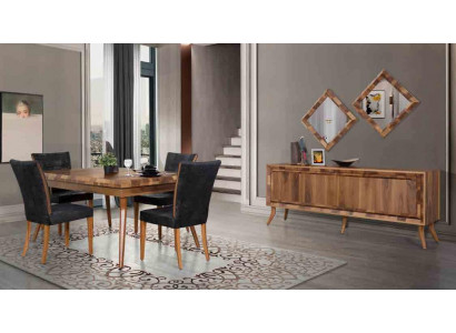 Esszimmer Set Esstisch 4 Stühle Anrichte Tische Holz Design Gruppe Garnitur 6tlg
