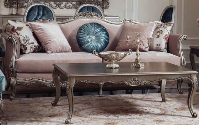 Holz Couchtisch Luxus Kaffeetisch tisch Design Tisch Wohnzimmer Silber