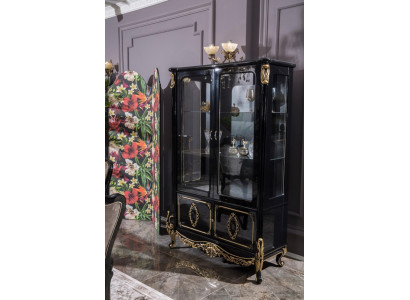 Möbel Glasschrank Luxus Vitrine Holz Vitrinen Schränke Regale Schwarz