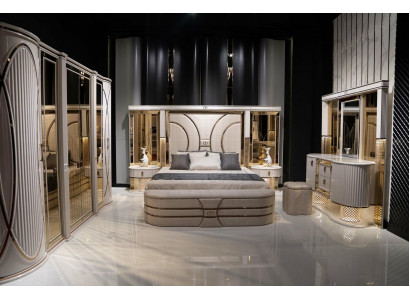 Schlafzimmer Set Komplettes Bett 2x Nachttische Kleiderschrank Neu 7tlg