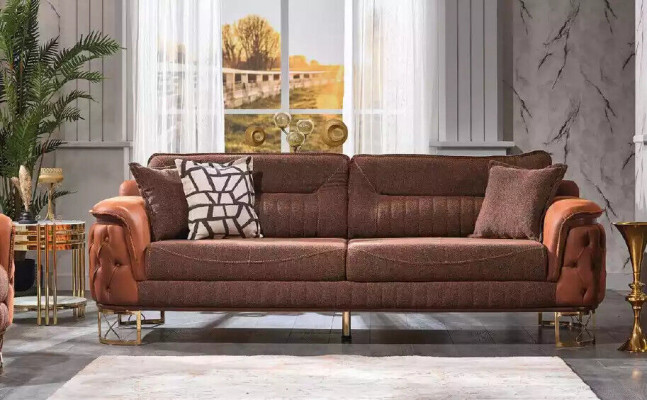 Braune Chesterfield Sofagarnitur 3+3+1 Sitzer Designer Couchen 3tlg