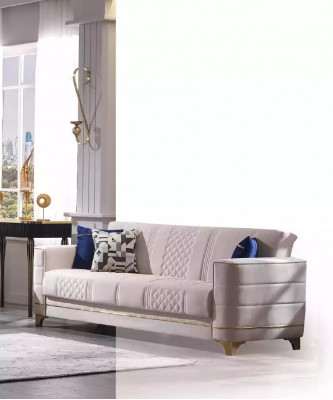 Blaue Polstergarnitur Set 3+1+1 Sitzer Sofa Set Sessel Sofagarnitur 3tlg