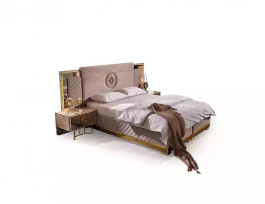 Luxus Bett 2x Nachttische Set Betten Neu Doppelbett Schlafzimmer-Set 3tlg