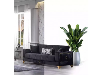 Schwarzer Dreisitzer Luxus Couch Wohnzimmer 3-Sitzer Polster Couchen Sofa