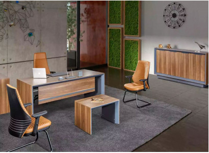 Luxus Arbeitszimmer Holzmöbel Schreibtisch Couchtisch Sideboard Braun