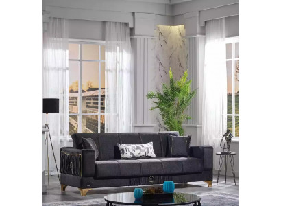 Schwarzes Sofa Designer 3-Sitzer Luxus Couch Stoffsofa Relax Möbel Sofas