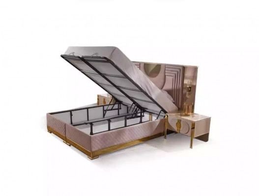 Beiges Schlafzimmer Set Bett 2x Nachttische Kleiderschrank Schminktisch