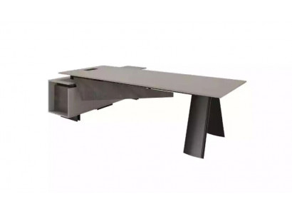 Großer Grauer Eckschreibtisch Arbeitszimmermöbel Modernes Design Luxus