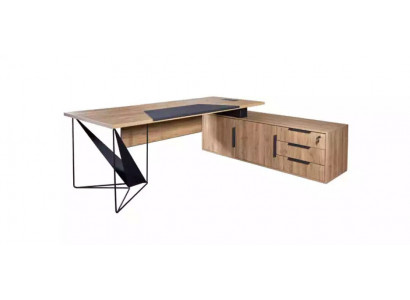 Design Eckschreibtisch Büro Einrichtung Chef Zimmer Möbel Braun