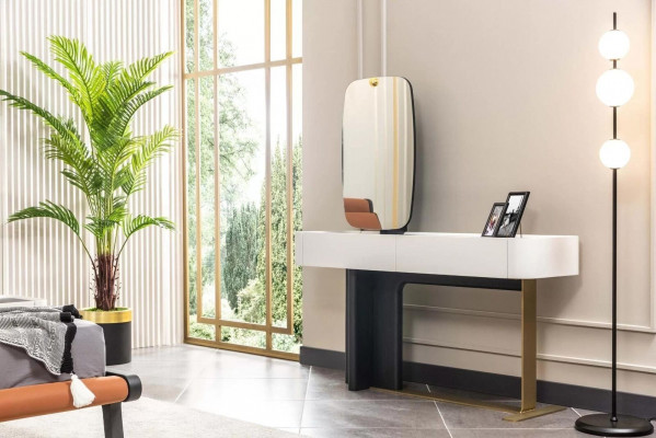 Komplette Schlafzimmer Doppelbett Bett Nachttische Orange Konsole 5tlg