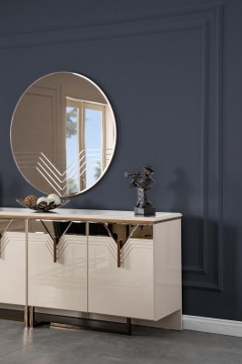 Sideboard Anrichte mit Spiegel Holzschrank Kommode Schrank Holz Weiß