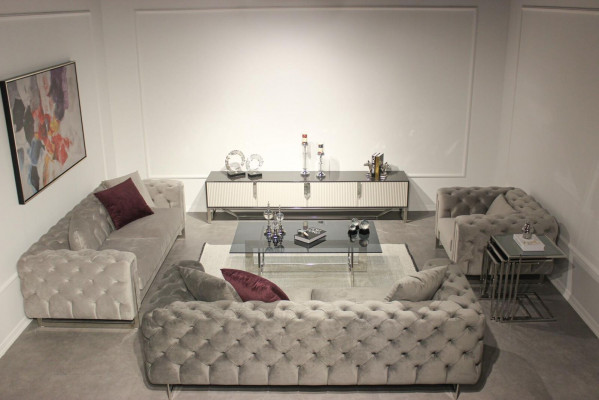 Wohnzimmer Möbel Set 6tlg Sofagarnitur 2x Dreisitzer Modern TV Ständer