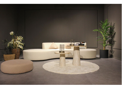 Wohnzimmer Set Sofa Viersitzer Couch Design Couchtisch Hocker Textil Möbel