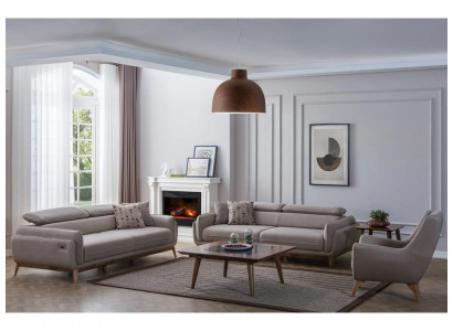 Wohnzimmer 2x Sofa Set Dreisitzer Kunstleder Modern Sessel Neu Design Couchtisch