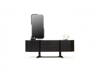 Anrichte Gruppe Sideboard mit Spiegel Kommode Schrank Schwarz Set