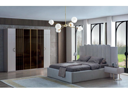 Moderne Graue Schlafzimmer Möbel Designer Doppelbett Kleiderschrank 4tlg