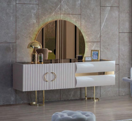 Stilvolle Grau-Weiße Esszimmer Möbel Luxus Esstisch 4x Textilstühle 6tlg