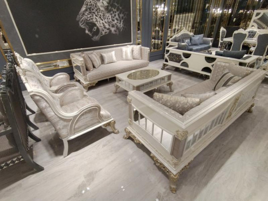 Modern Sofagarnitur Set 5 Tlg Luxus Wohnzimmer Set 3+3+1+1+Couchtisch Neu