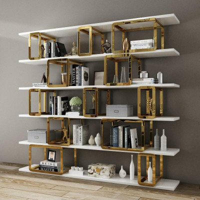 Design Trenn Wand Regal Wohnzimmer Schränke Edelstahl Regale Bücher Schrank Neu