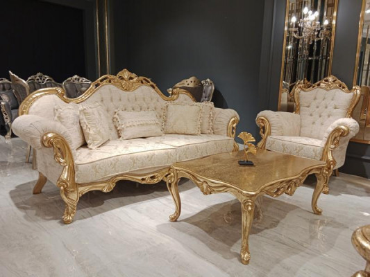 Sofagarnitur 3+3+1+1 Sitzer Klassisch Relax Sessel Chesterfield Barock Stil 4tlg