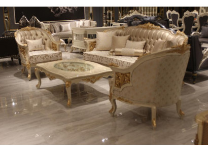 Luxus Sofagarnitur Set Wohnzimmer Sofa set Sofagarnitur 3+1+1+Couchtisch