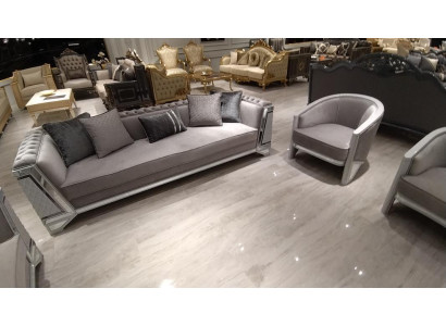 Design Modernes Wohnzimmer Set Sofagarnitur 3+3+1+1 Grau Wohnzimmer Möbelset