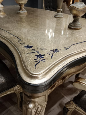 Modernes Esszimmer Möbel luxuriösen Esstisch + 6x Stühle Tisch Stühle